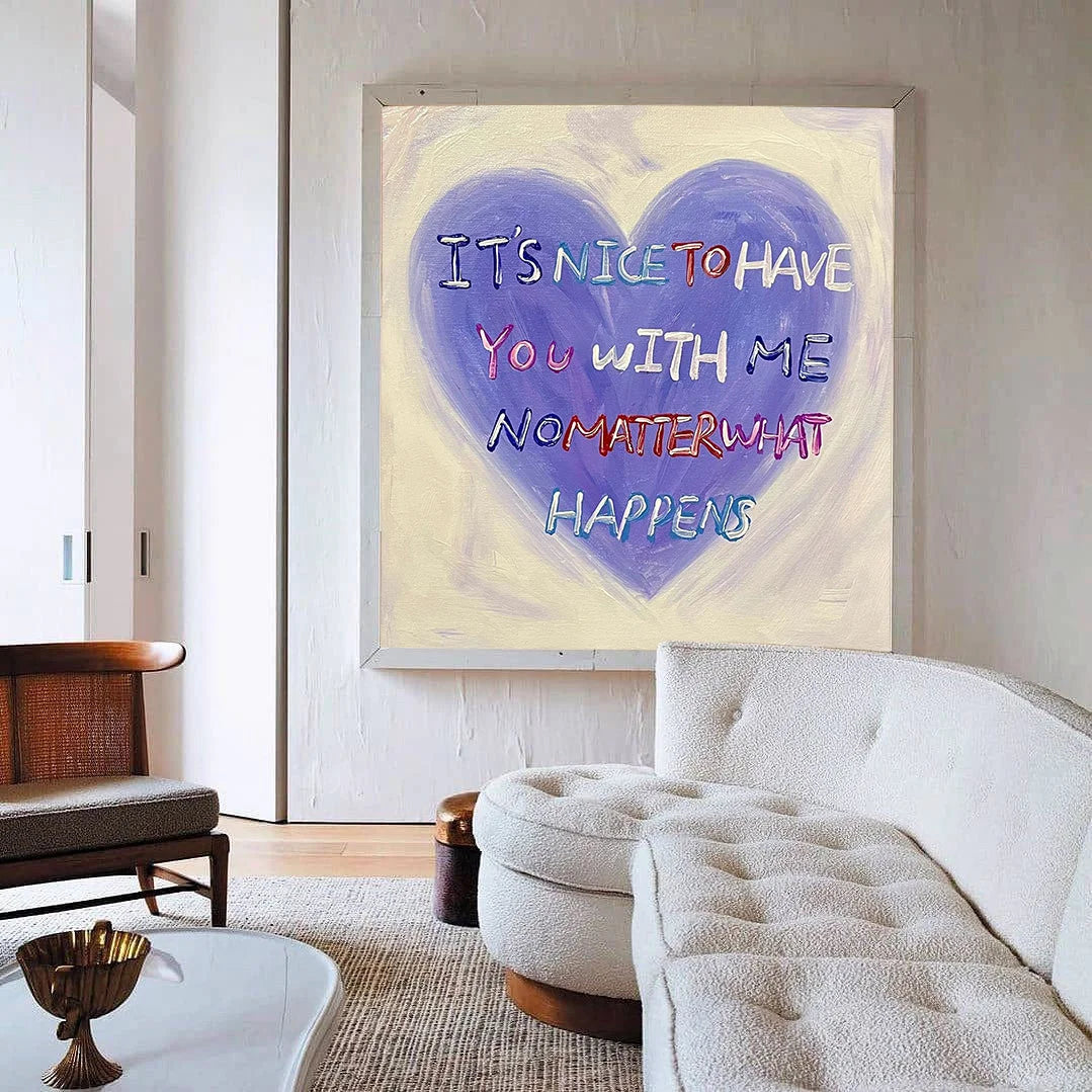 Multicolor Heartfelt Abstract Oil Painting Inspirational Text Art For Walls - Artwallpainting