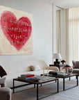 Multicolor Heartfelt Red Abstract Oil Painting Inspirational Birthday Text Art - Artwallpainting