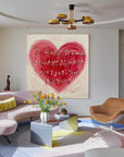 Multicolor Heartfelt Red Abstract Oil Painting Inspirational Birthday Text Art - Artwallpainting