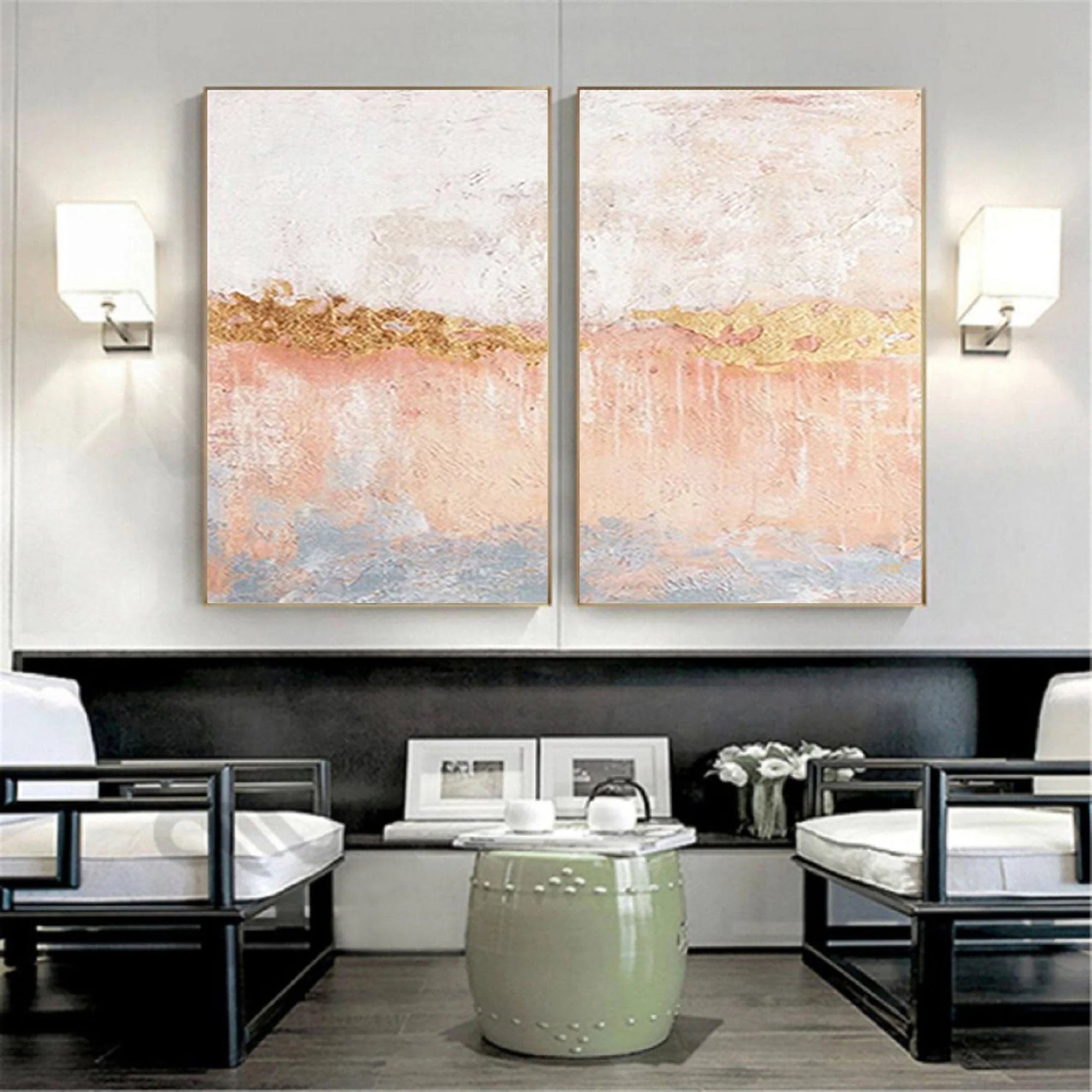 Multicolor Horizon Abstract Painting Set Of 2 - Artwallpainting