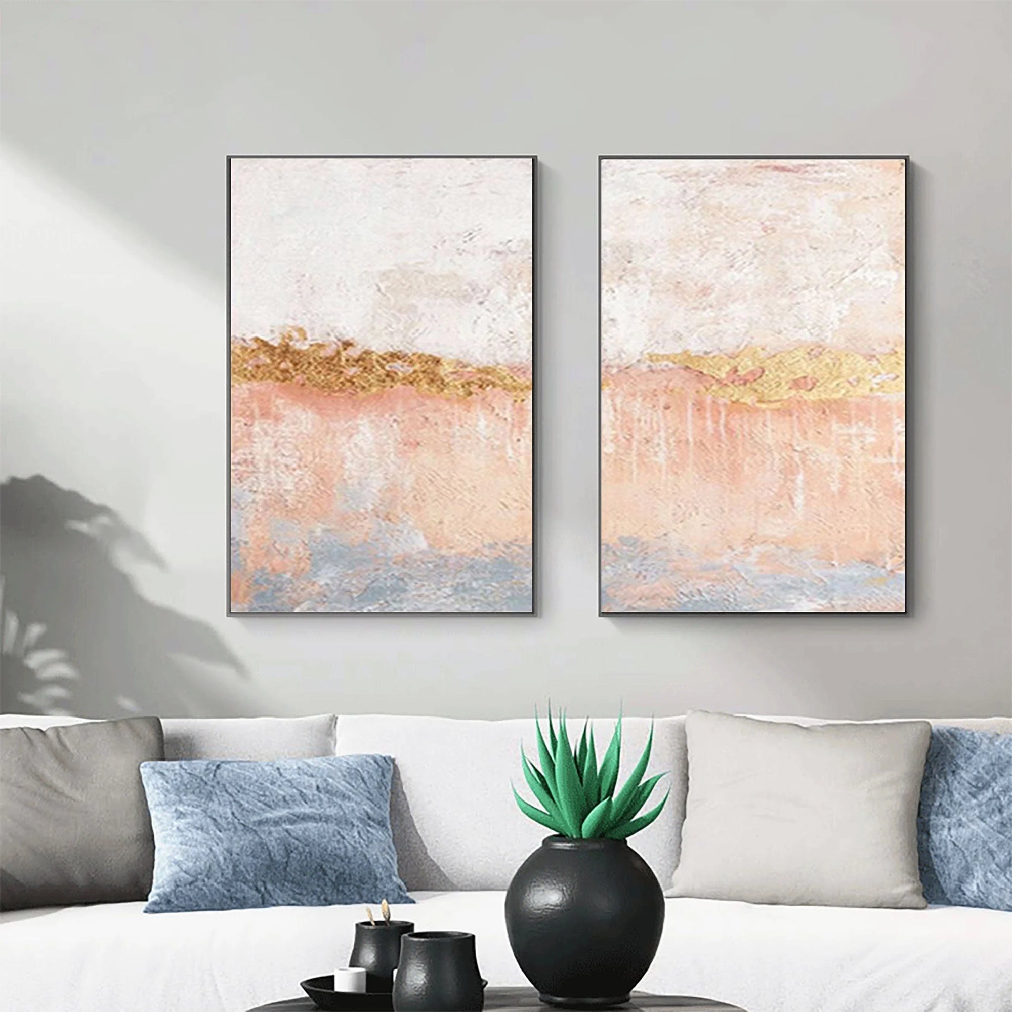 Multicolor Horizon Abstract Painting Set Of 2 - Artwallpainting
