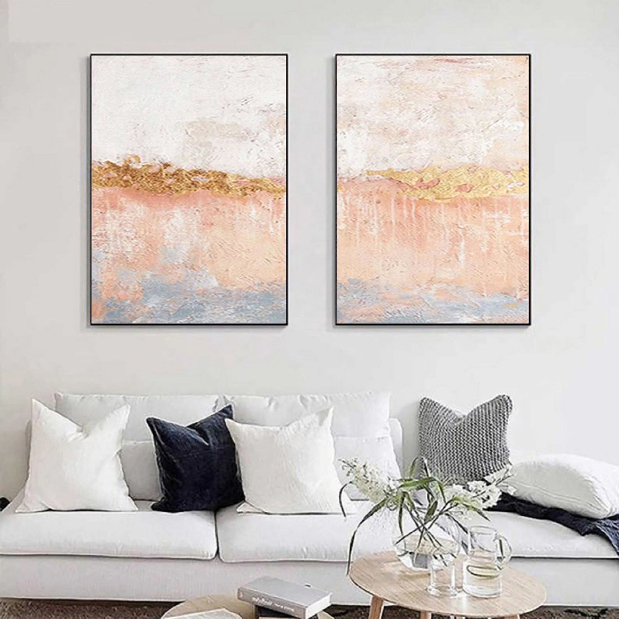 Multicolor Horizon Abstract Painting Set Of 2 - Artwallpainting