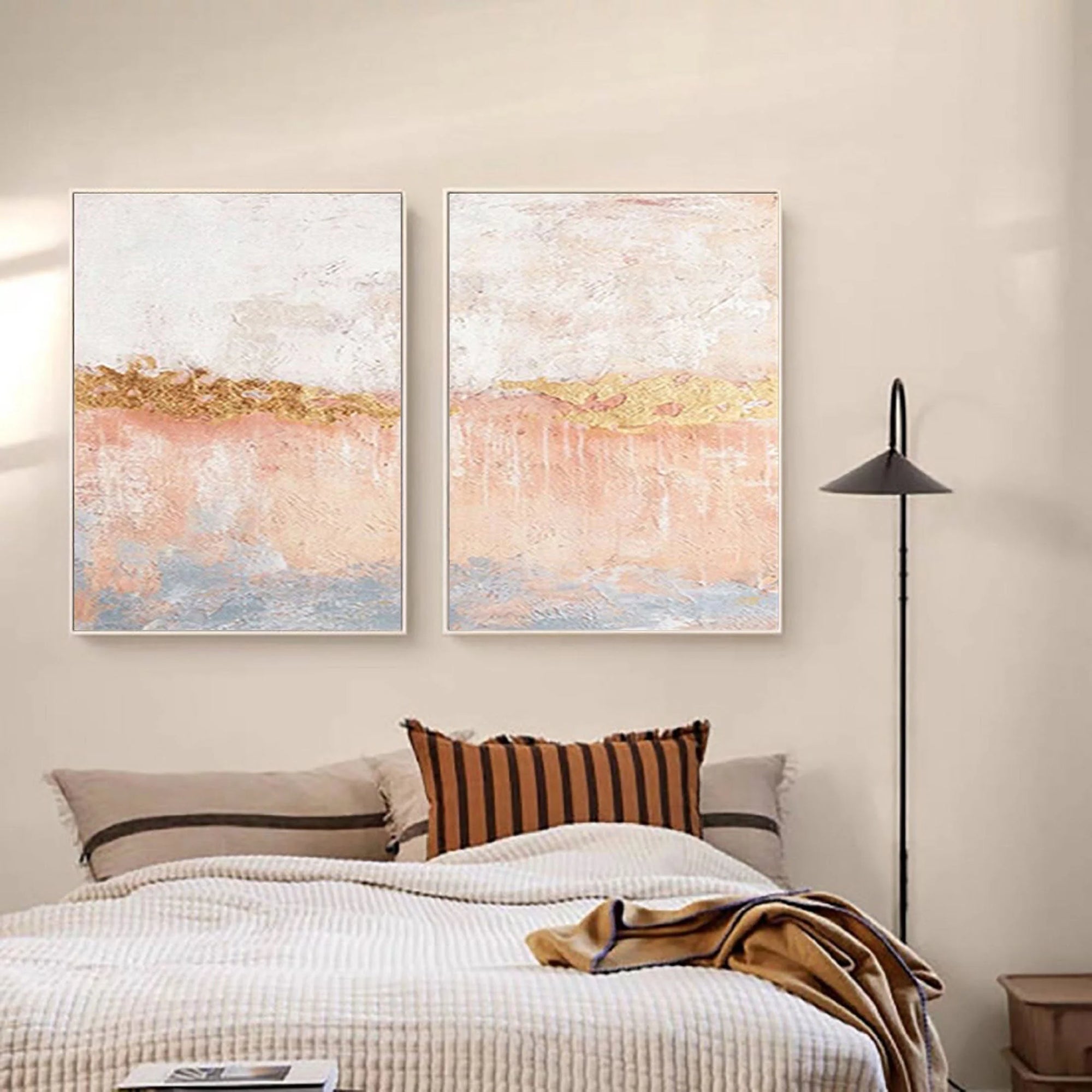 Multicolor Horizon Abstract Painting Set Of 2 - Artwallpainting