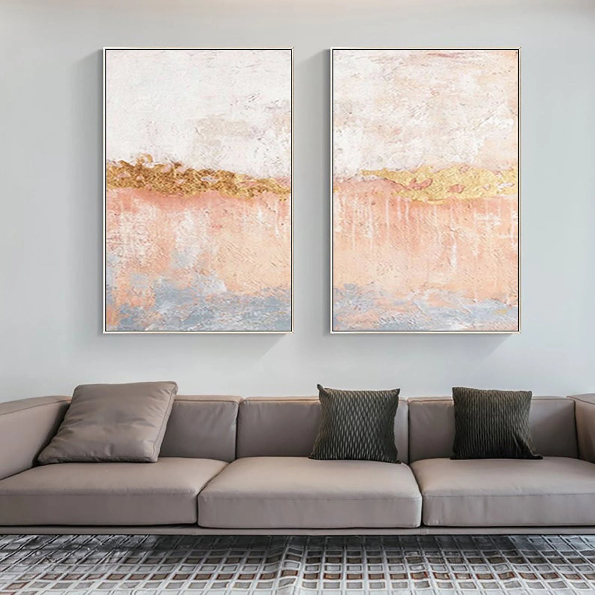 Multicolor Horizon Abstract Painting Set Of 2 - Artwallpainting