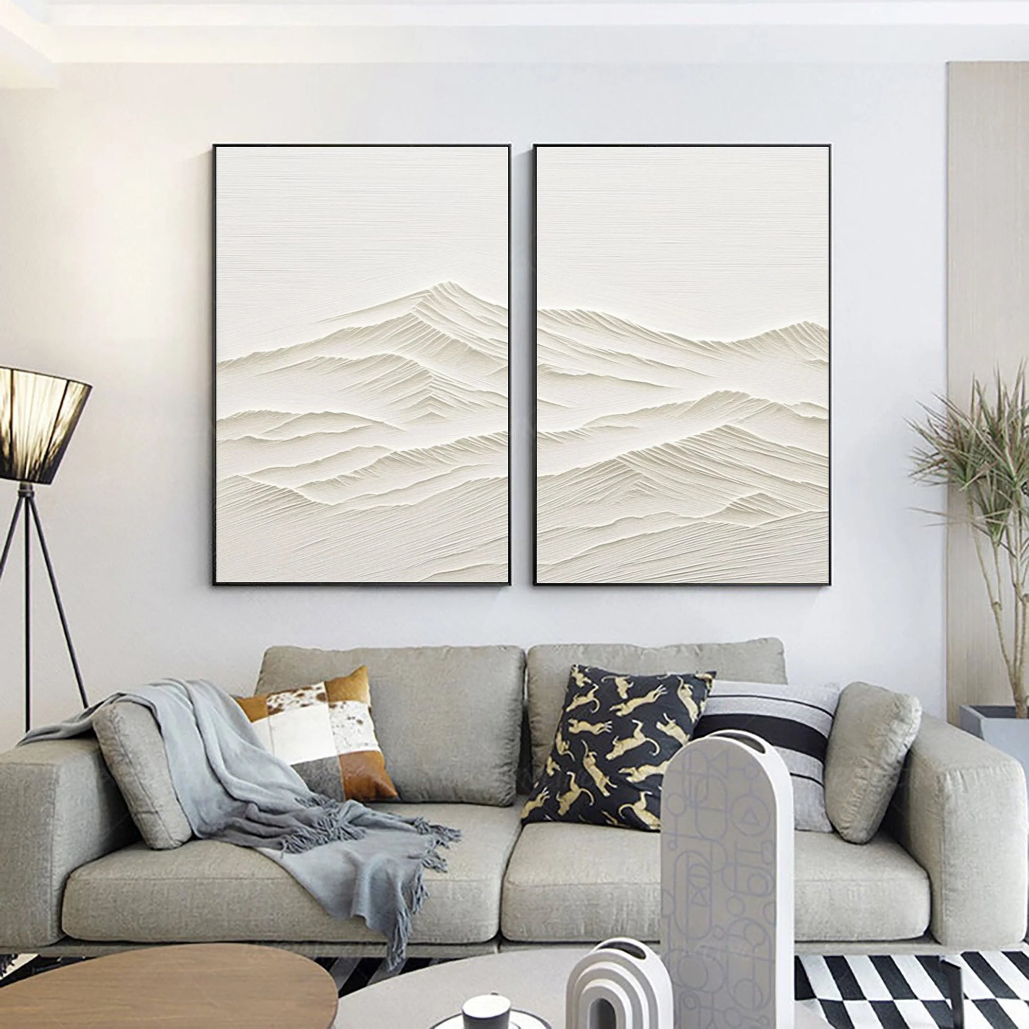 Multicolor Horizon Drift Canvas Painting For Home Decoration Set Of 2 - Artwallpainting