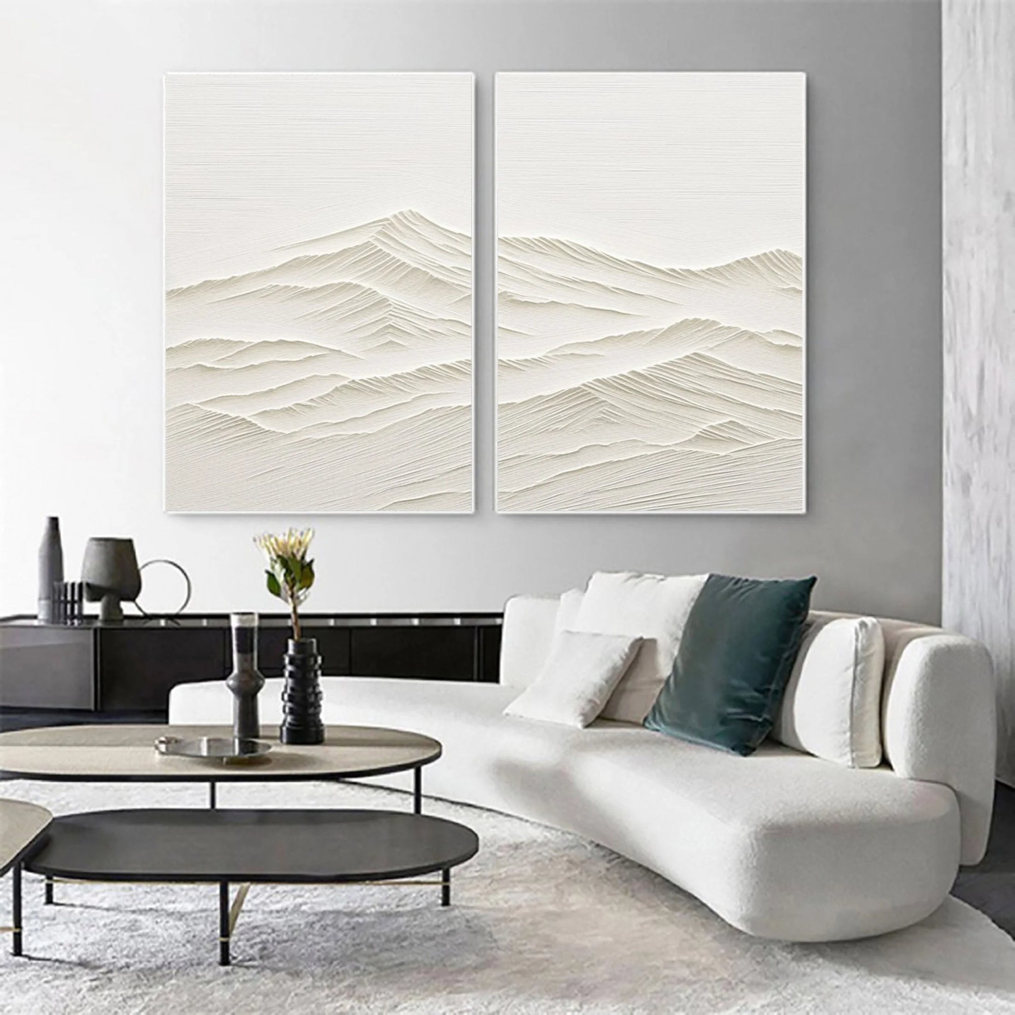 Multicolor Horizon Drift Canvas Painting For Home Decoration Set Of 2 - Artwallpainting