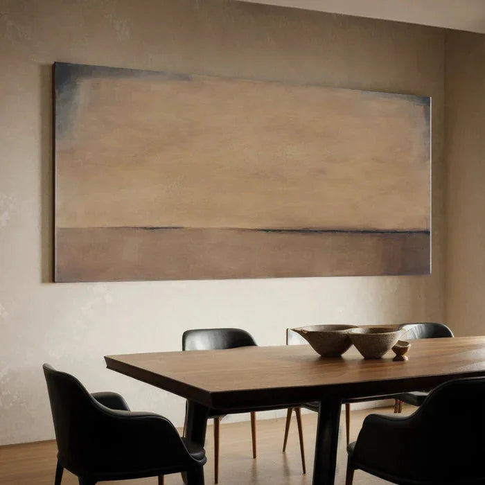 Multicolor Horizon Of Silence - Minimalist Wabi-Sabi Abstract Oil Painting In Earth Tones - Artwallpainting