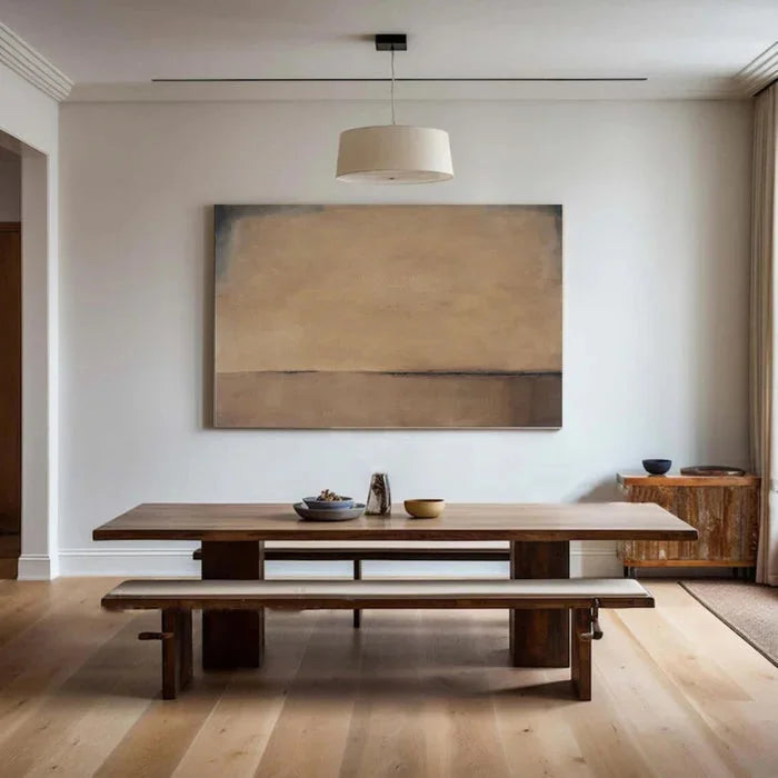 Multicolor Horizon Of Silence - Minimalist Wabi-Sabi Abstract Oil Painting In Earth Tones - Artwallpainting