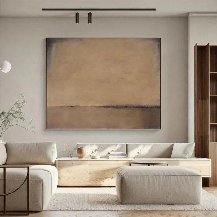 Multicolor Horizon Of Silence - Minimalist Wabi-Sabi Abstract Oil Painting In Earth Tones - Artwallpainting