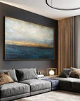 Multicolor Horizonâ€™S Hush-Deep-Sea Gilding Texture Oil Painting Wall Art For Modern Interior Design - Artwallpainting