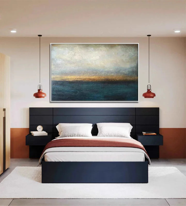 Multicolor Horizonâ€™S Hush-Deep-Sea Gilding Texture Oil Painting Wall Art For Modern Interior Design - Artwallpainting