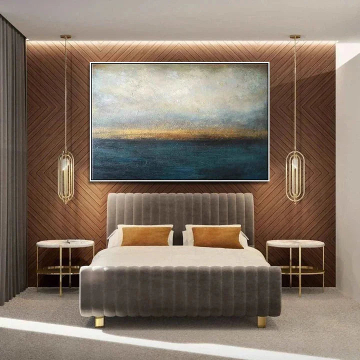 Multicolor Horizonâ€™S Hush-Deep-Sea Gilding Texture Oil Painting Wall Art For Modern Interior Design - Artwallpainting