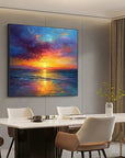 Multicolor Hour Vibrant Sunset Seascape Textured Oil Painting - Artwallpainting