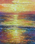 Multicolor Hour Vibrant Sunset Seascape Textured Oil Painting - Artwallpainting