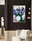 Multicolor Iris In Mosaic Light - Hand Drawn Texture Iris Oil Painting Wall Art - Artwallpainting
