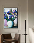 Multicolor Iris In Mosaic Light - Hand Drawn Texture Iris Oil Painting Wall Art - Artwallpainting