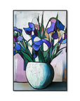 Multicolor Iris In Mosaic Light - Hand Drawn Texture Iris Oil Painting Wall Art - Artwallpainting