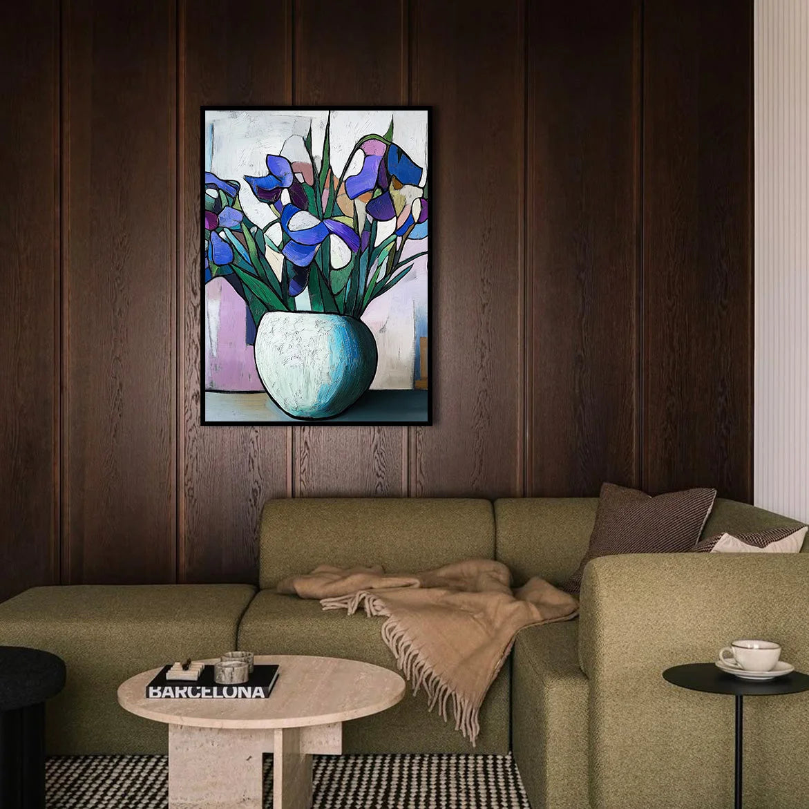 Multicolor Iris In Mosaic Light - Hand Drawn Texture Iris Oil Painting Wall Art - Artwallpainting