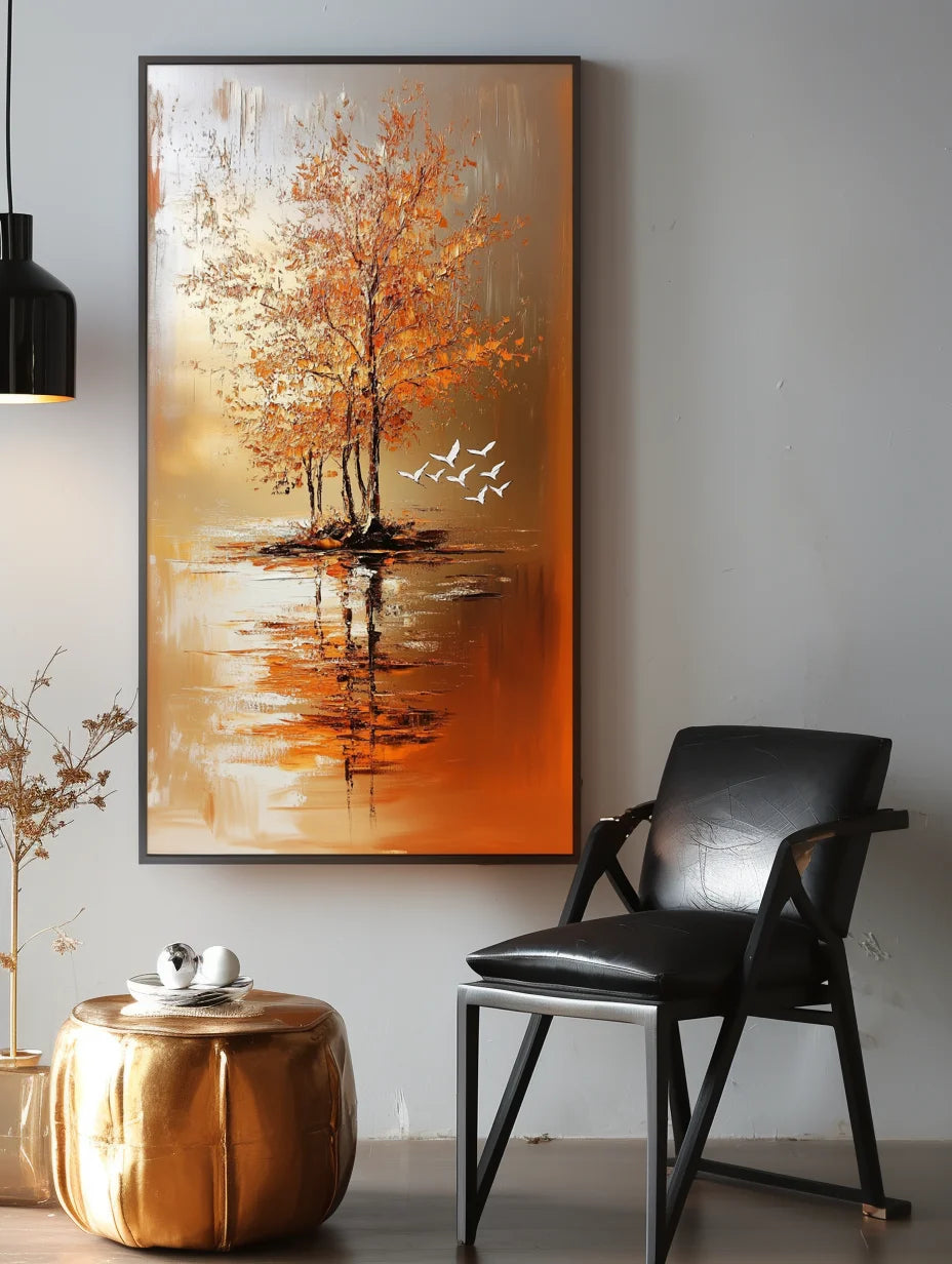 Multicolor Island Of Autumn - Vertical Landscape Oil Painting - Artwallpainting