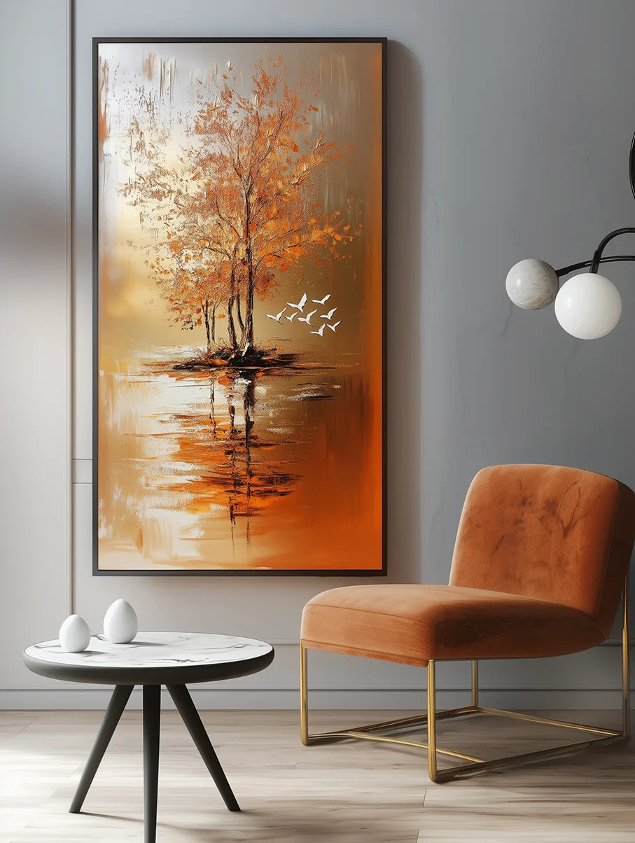 Multicolor Island Of Autumn - Vertical Landscape Oil Painting - Artwallpainting