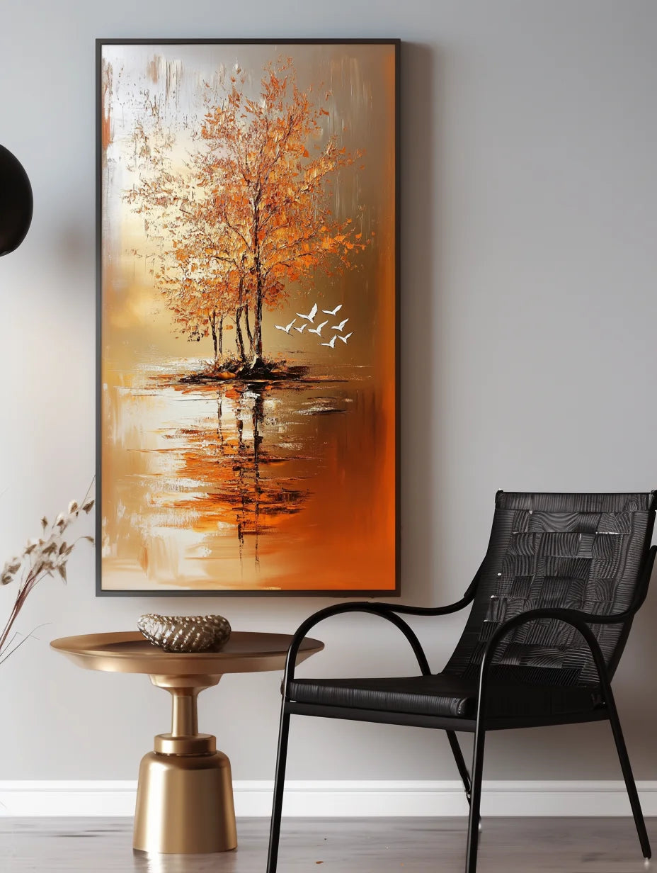 Multicolor Island Of Autumn - Vertical Landscape Oil Painting - Artwallpainting