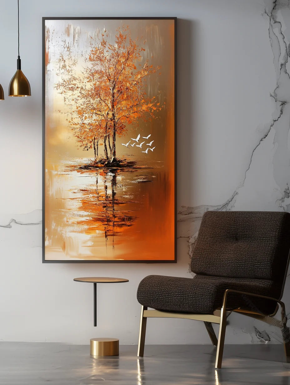 Multicolor Island Of Autumn - Vertical Landscape Oil Painting - Artwallpainting