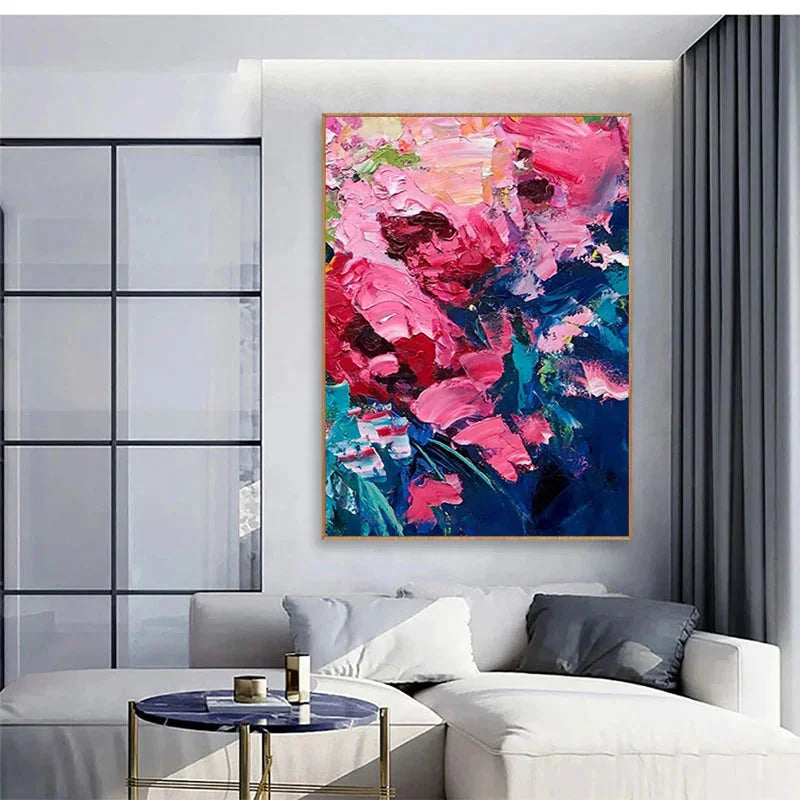 Multicolor Kiss Of Spring-Modern Abstract Thick Painted Floral Wall Art - Artwallpainting