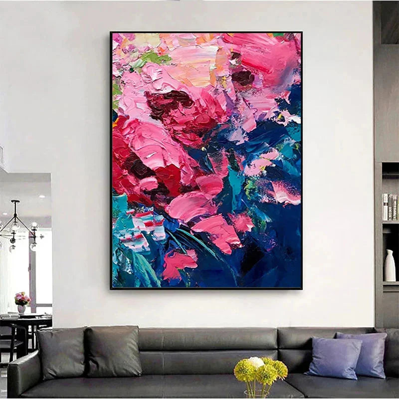Multicolor Kiss Of Spring-Modern Abstract Thick Painted Floral Wall Art - Artwallpainting