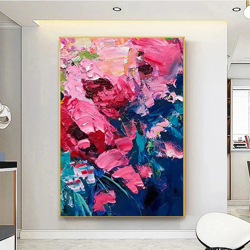 Multicolor Kiss Of Spring-Modern Abstract Thick Painted Floral Wall Art - Artwallpainting