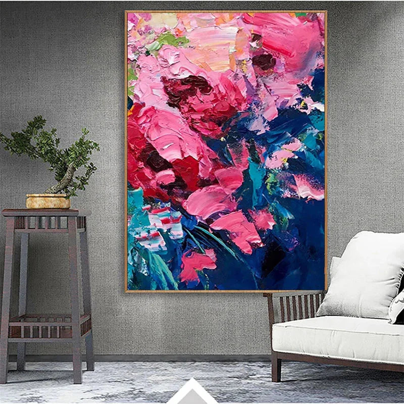 Multicolor Kiss Of Spring-Modern Abstract Thick Painted Floral Wall Art - Artwallpainting