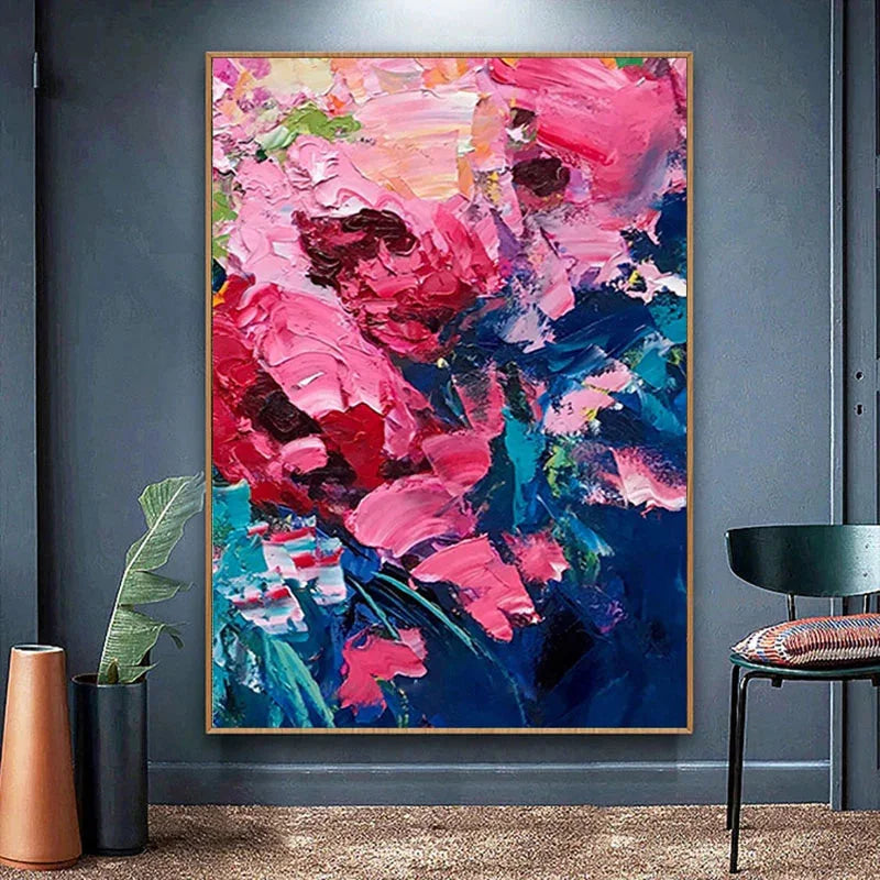 Multicolor Kiss Of Spring-Modern Abstract Thick Painted Floral Wall Art - Artwallpainting