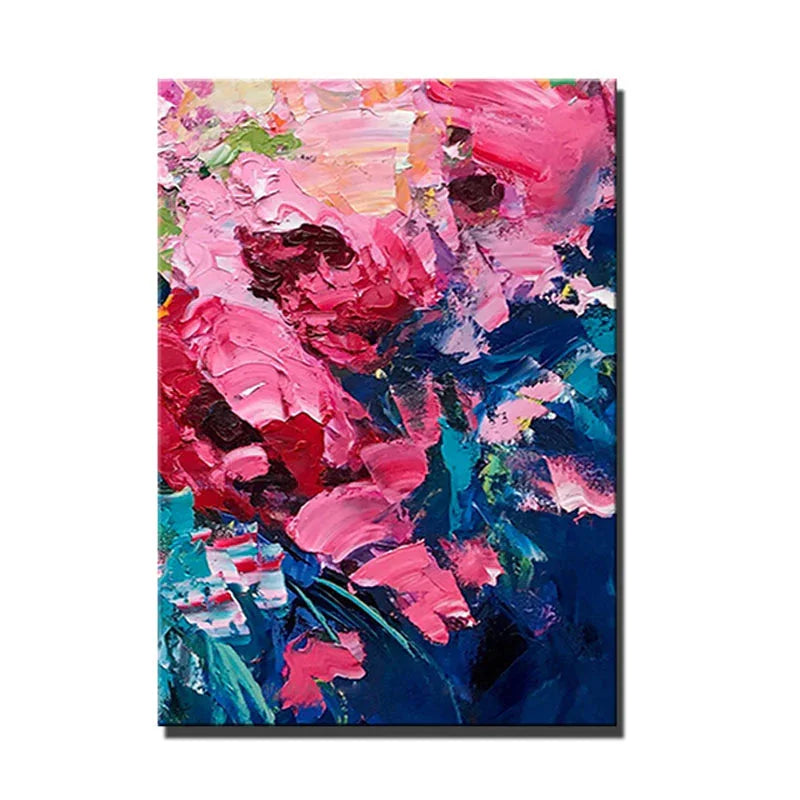 Multicolor Kiss Of Spring-Modern Abstract Thick Painted Floral Wall Art - Artwallpainting