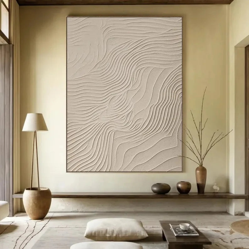 Multicolor Large Beige Abstract Canvas Painting - Artwallpainting