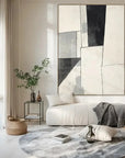 Multicolor Large Grey Beige Canvas Abstract Painting - Artwallpainting