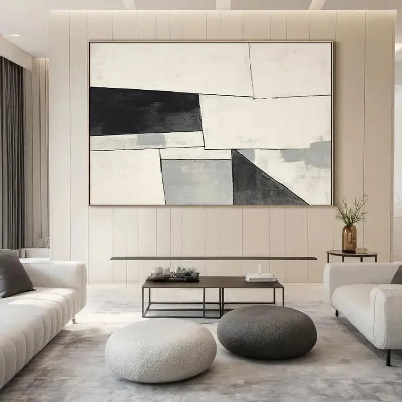 Multicolor Large Grey Beige Canvas Abstract Painting - Artwallpainting