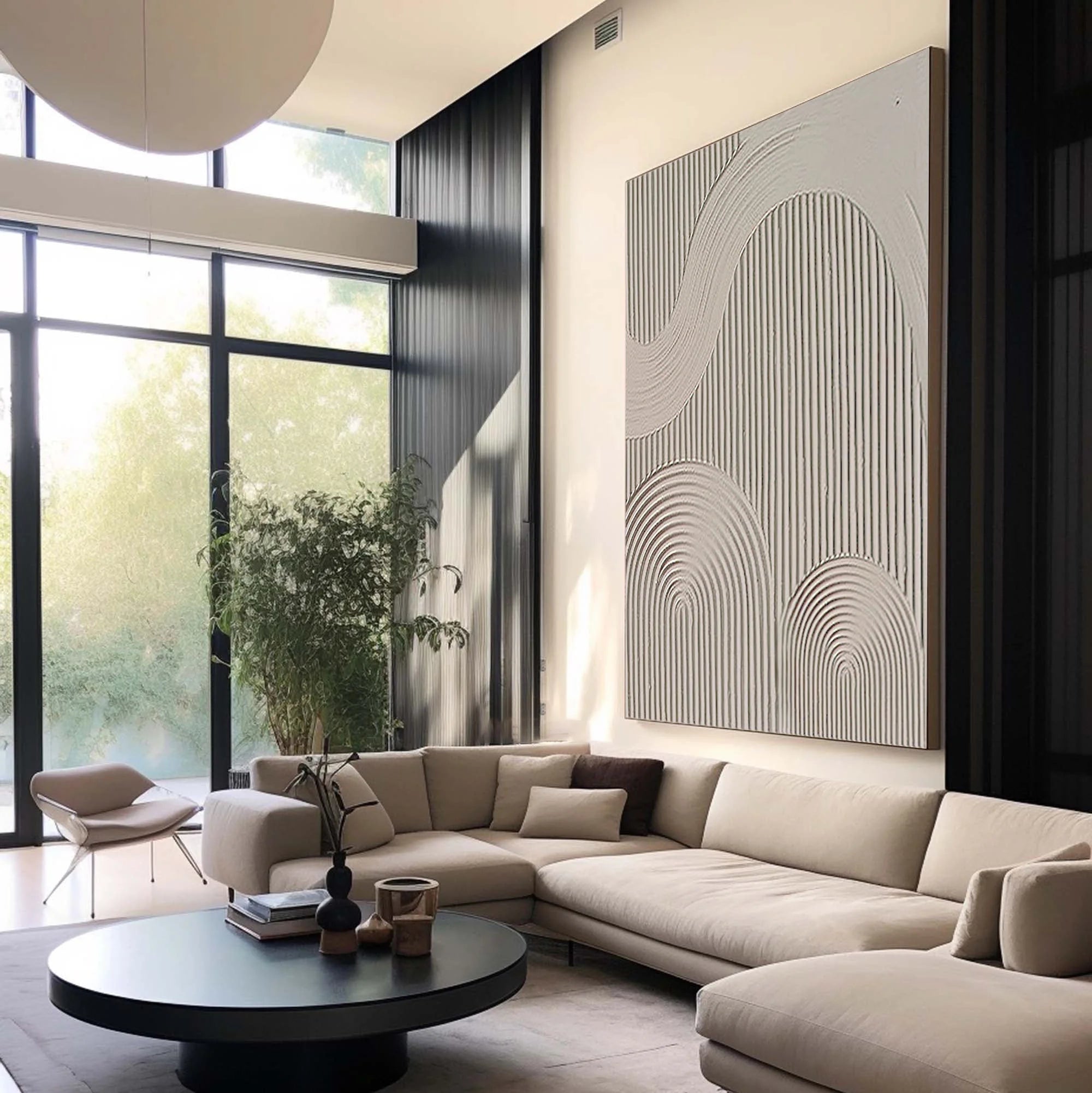 Multicolor Large Minimalist Canvas Art - Neutral Toned Geometric Textured Wall Art - Artwallpainting