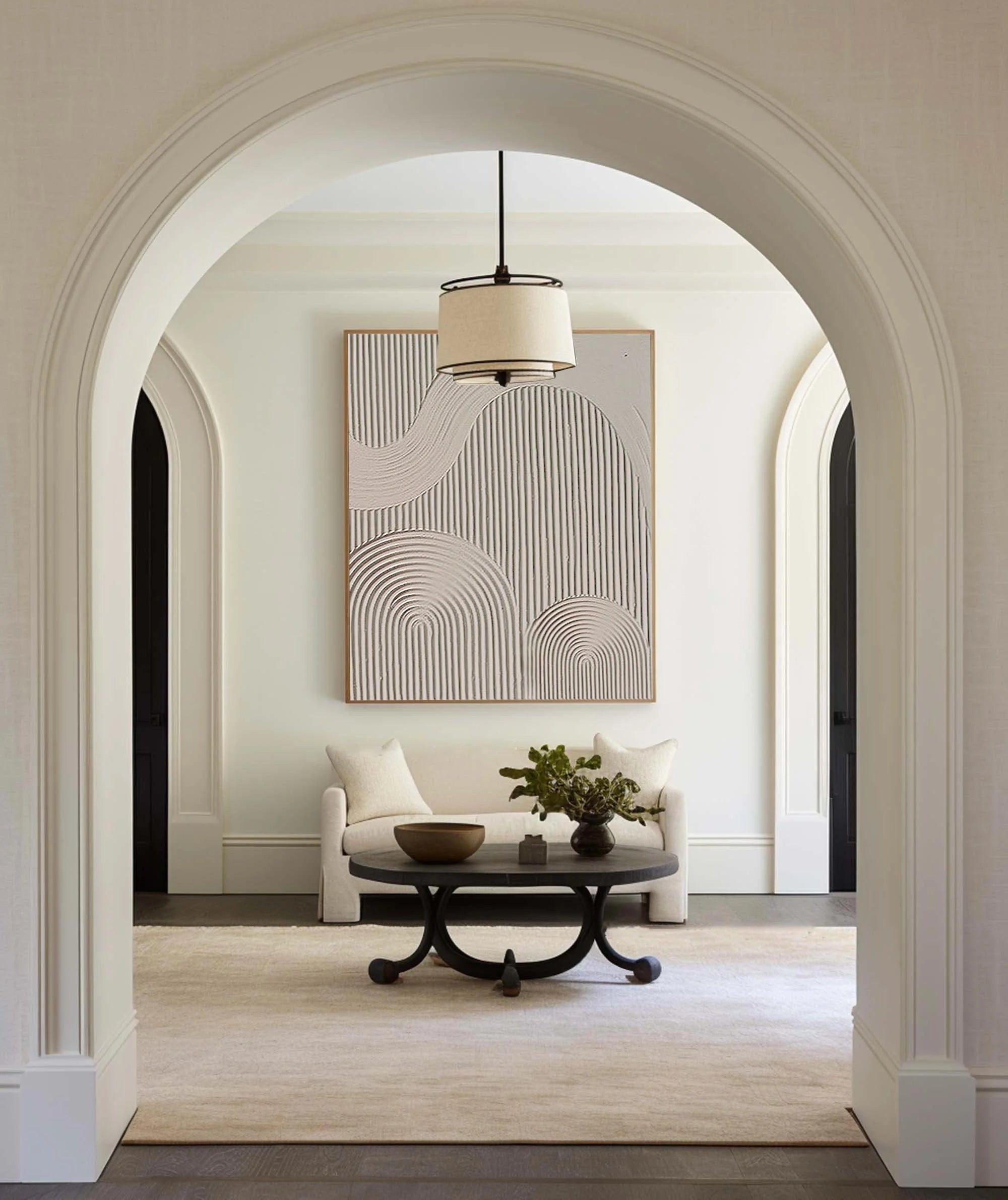 Multicolor Large Minimalist Canvas Art - Neutral Toned Geometric Textured Wall Art - Artwallpainting