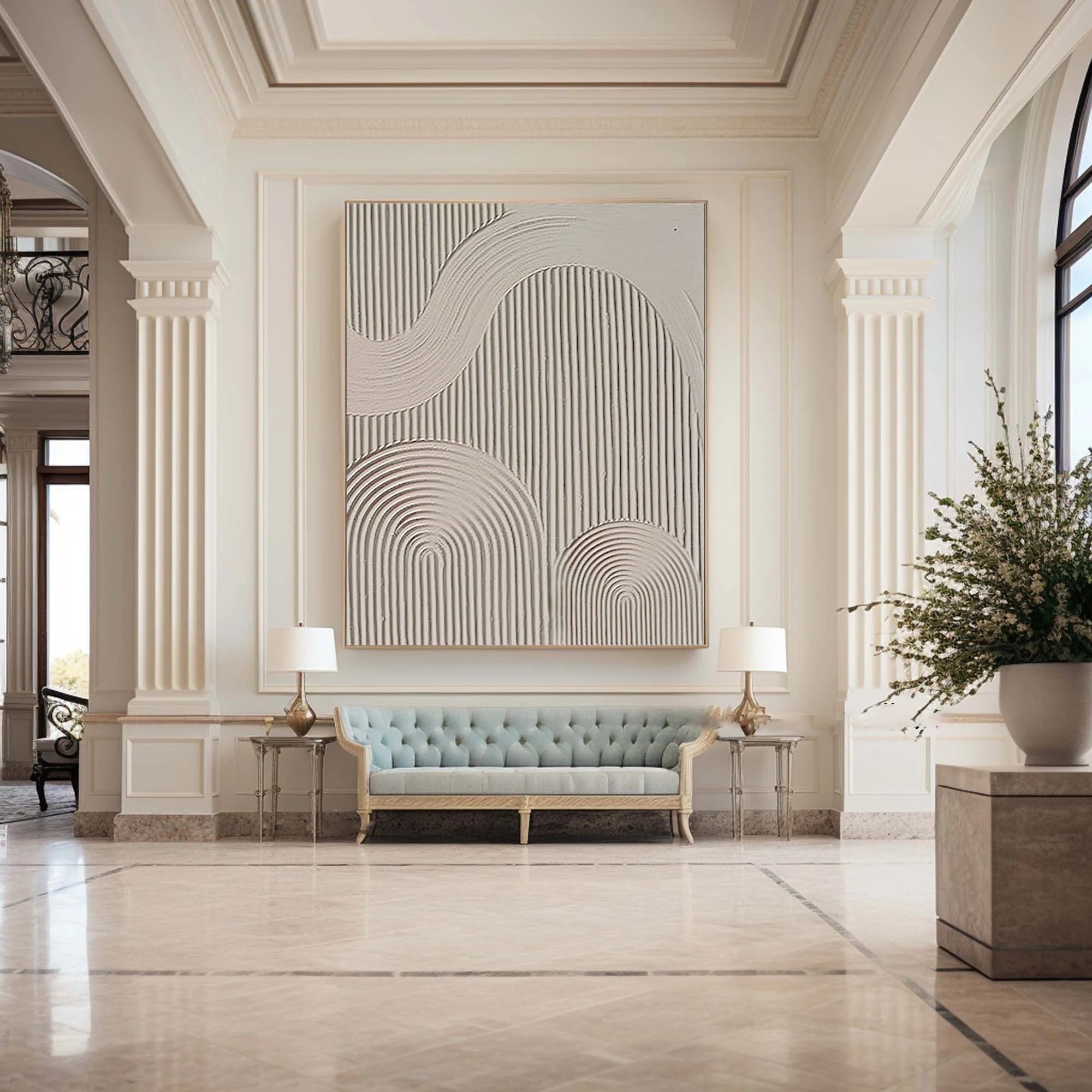Multicolor Large Minimalist Canvas Art - Neutral Toned Geometric Textured Wall Art - Artwallpainting