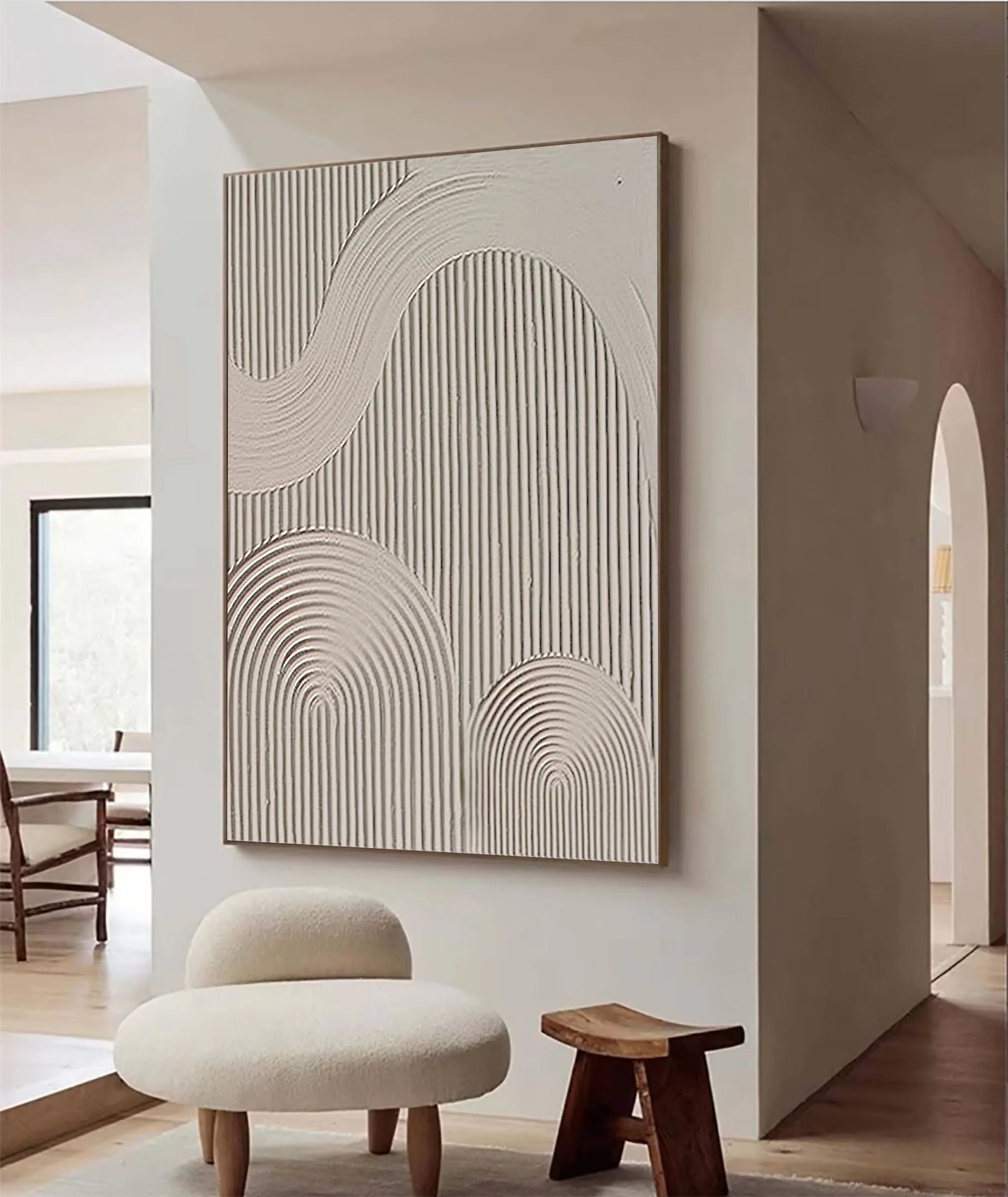 Multicolor Large Minimalist Canvas Art - Neutral Toned Geometric Textured Wall Art - Artwallpainting