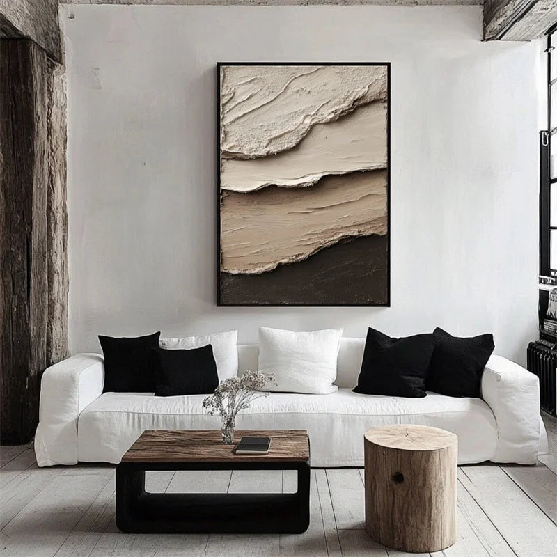 Multicolor Layered Earth Tones Textured Wall Art - Minimalist Abstract Canvas - Artwallpainting