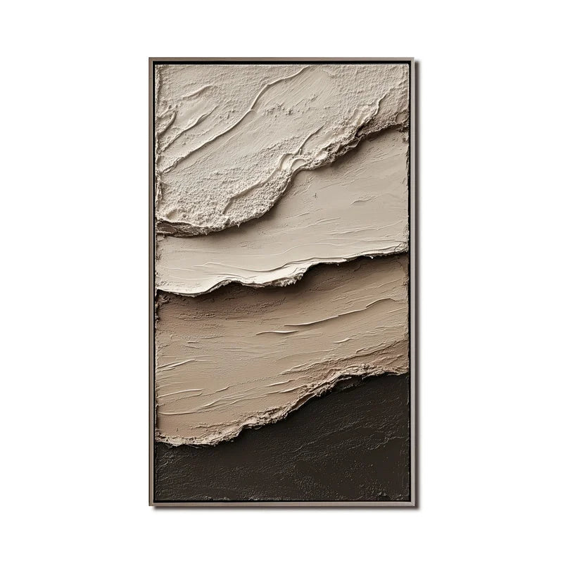 Multicolor Layered Earth Tones Textured Wall Art - Minimalist Abstract Canvas - Artwallpainting