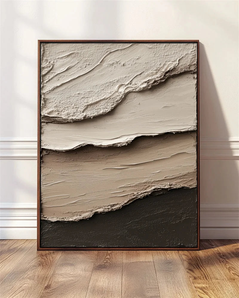 Multicolor Layered Earth Tones Textured Wall Art - Minimalist Abstract Canvas - Artwallpainting