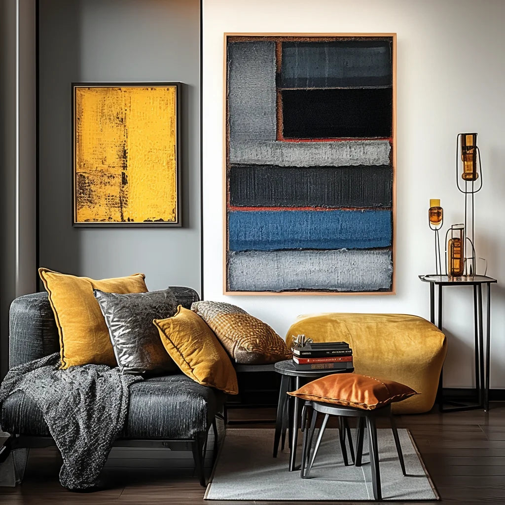 Multicolor Layered Geometric Abstract Painting - Stacked Silence - Artwallpainting