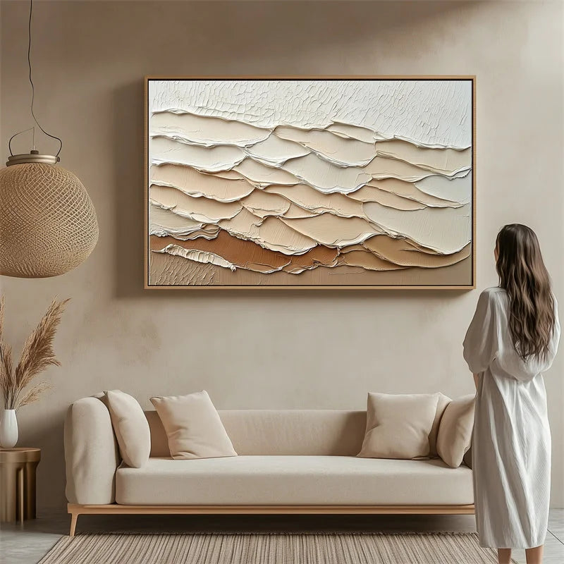Multicolor Layered Sand Dunes Textured Abstract Canvas - Modern Minimalist Art - Artwallpainting