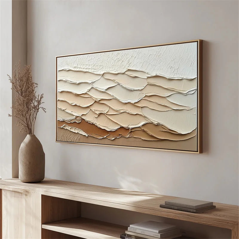 Multicolor Layered Sand Dunes Textured Abstract Canvas - Modern Minimalist Art - Artwallpainting