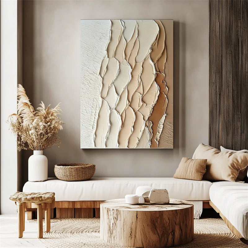 Multicolor Layered Sand Dunes Textured Abstract Canvas - Modern Minimalist Art - Artwallpainting