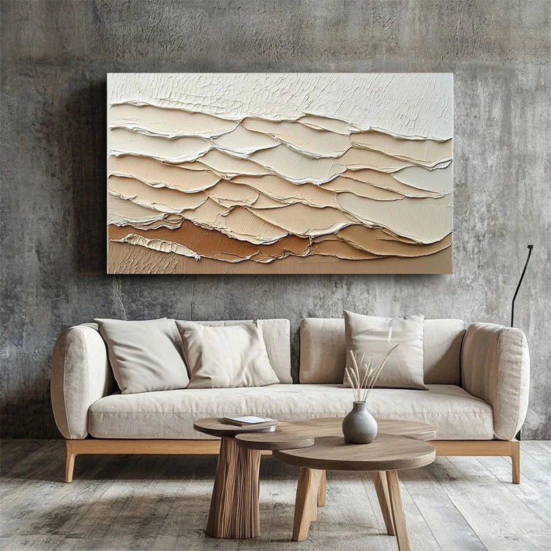 Multicolor Layered Sand Dunes Textured Abstract Canvas - Modern Minimalist Art - Artwallpainting