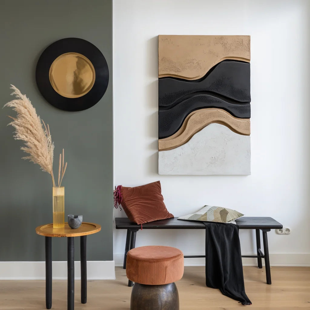Multicolor Layered Sculptural Abstract Painting - Contour Shift - Artwallpainting