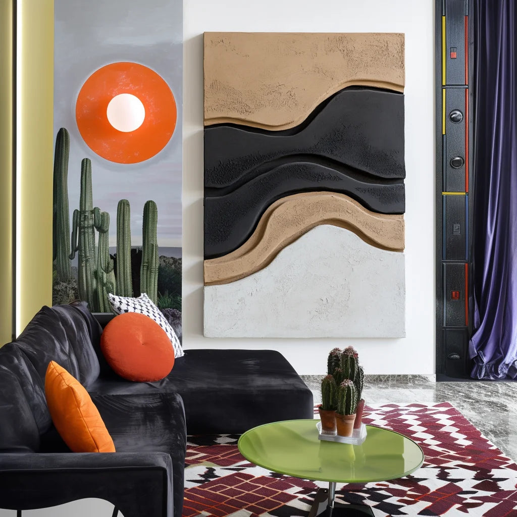 Multicolor Layered Sculptural Abstract Painting - Contour Shift - Artwallpainting