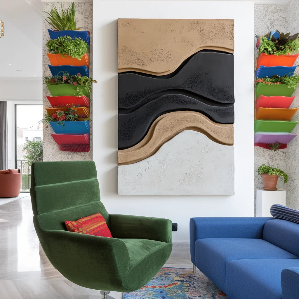 Multicolor Layered Sculptural Abstract Painting - Contour Shift - Artwallpainting